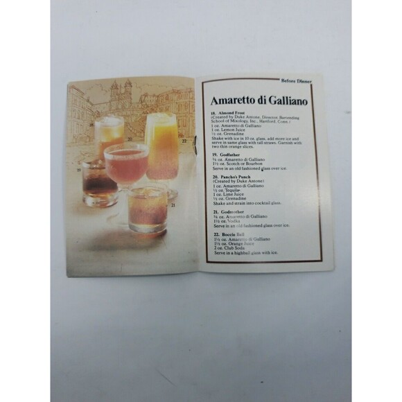 Galliano Italian Classics Liquore Sambuca Amaretto Drink Recipe Booklet c1970s - Picture 7 of 10